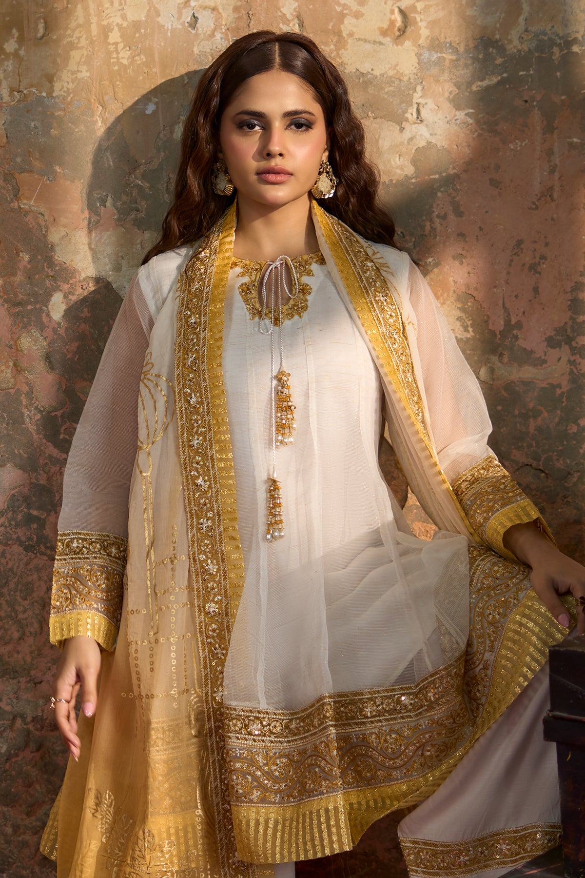 3-PC Embroidered Cotton Net Suit CMA-5-300