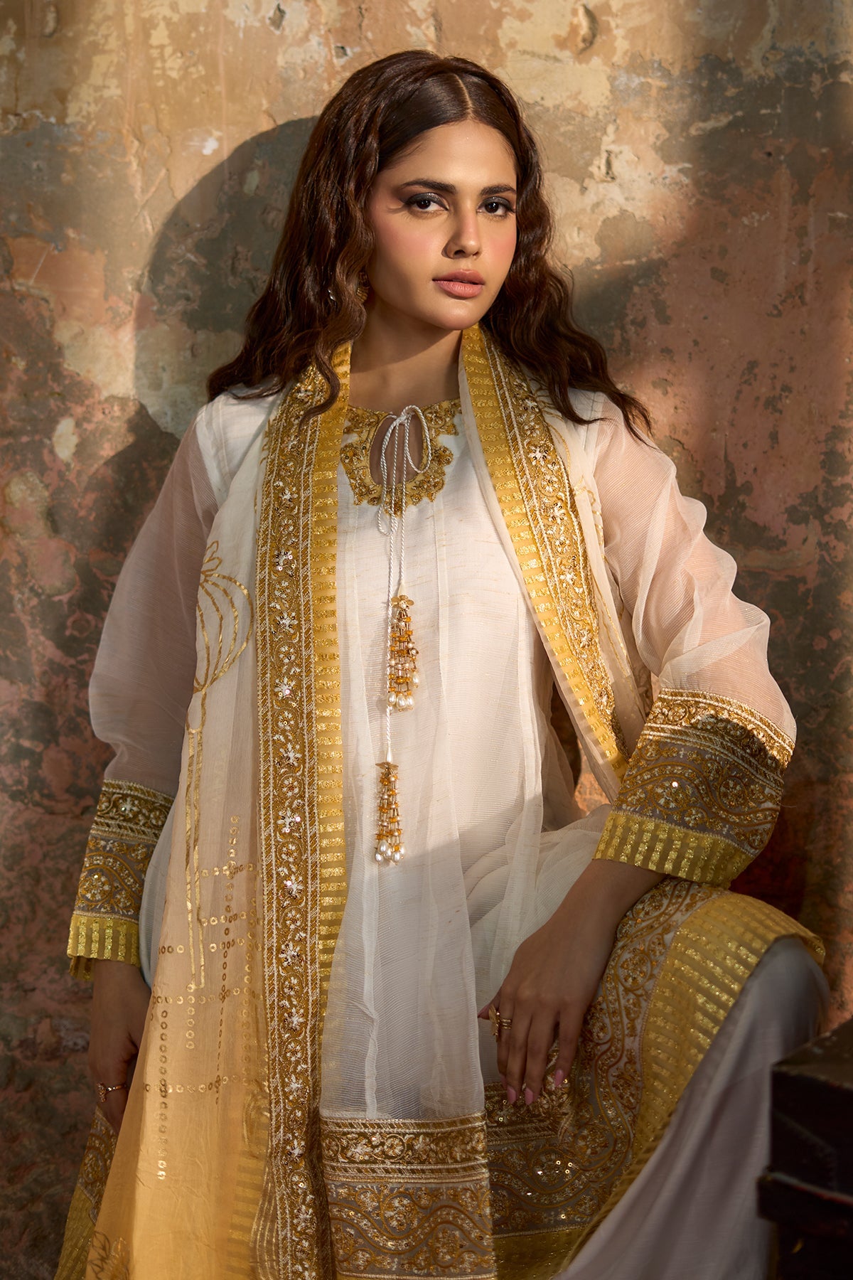 3-PC Embroidered Cotton Net Suit CMA-5-300