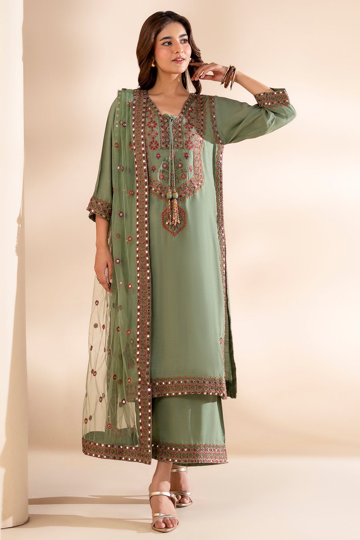 3-PC Embroidered Silk CMA-6-369