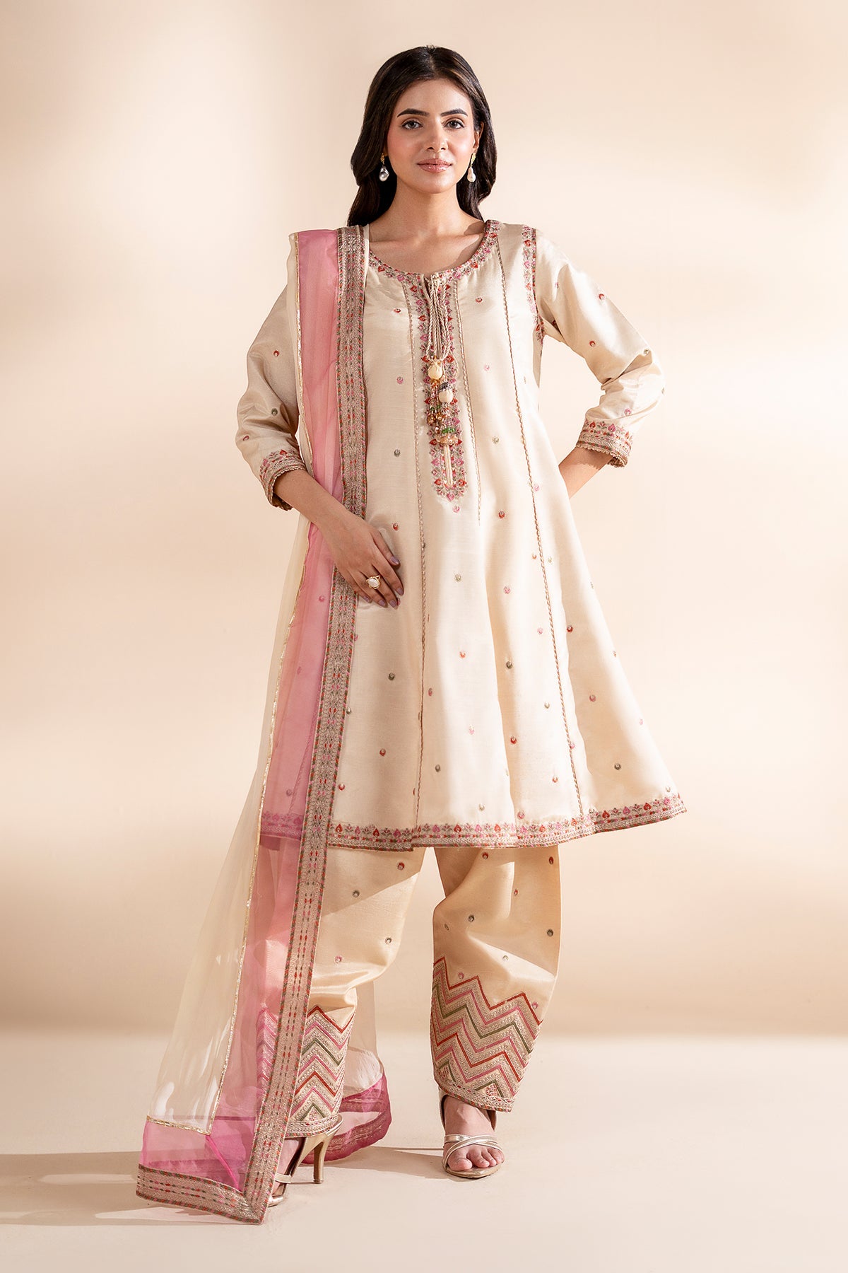 3-PC Embroidered Silk CMA-6-390