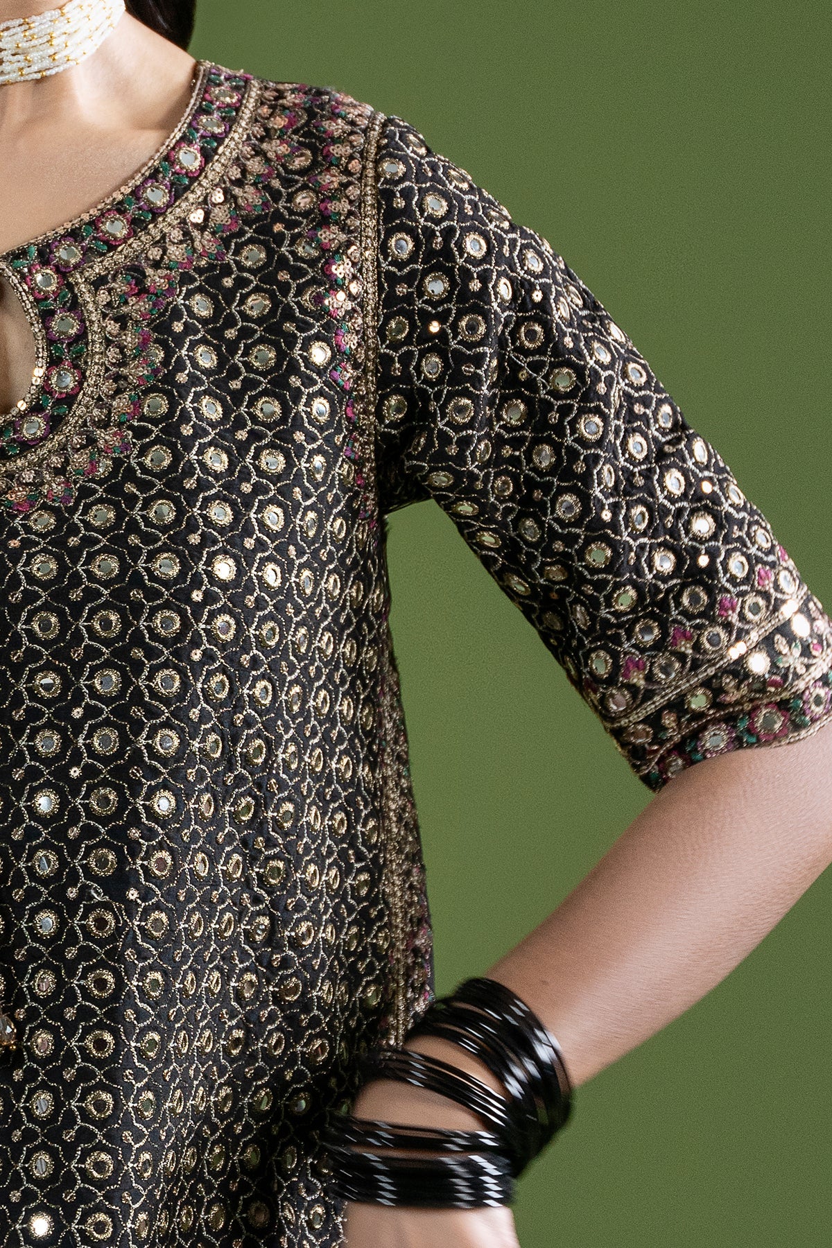 3-PC Embroidered Raw-Silk Suit CMA-6-237