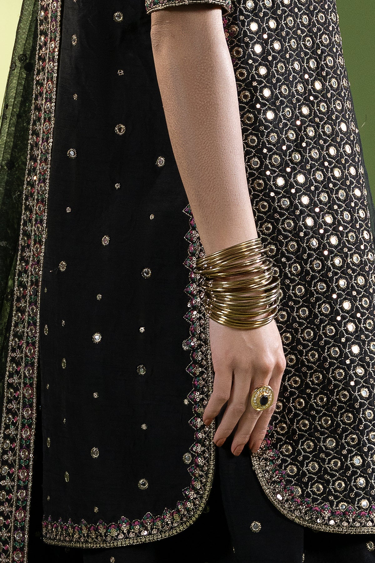 3-PC Embroidered Raw-Silk Suit CMA-6-237