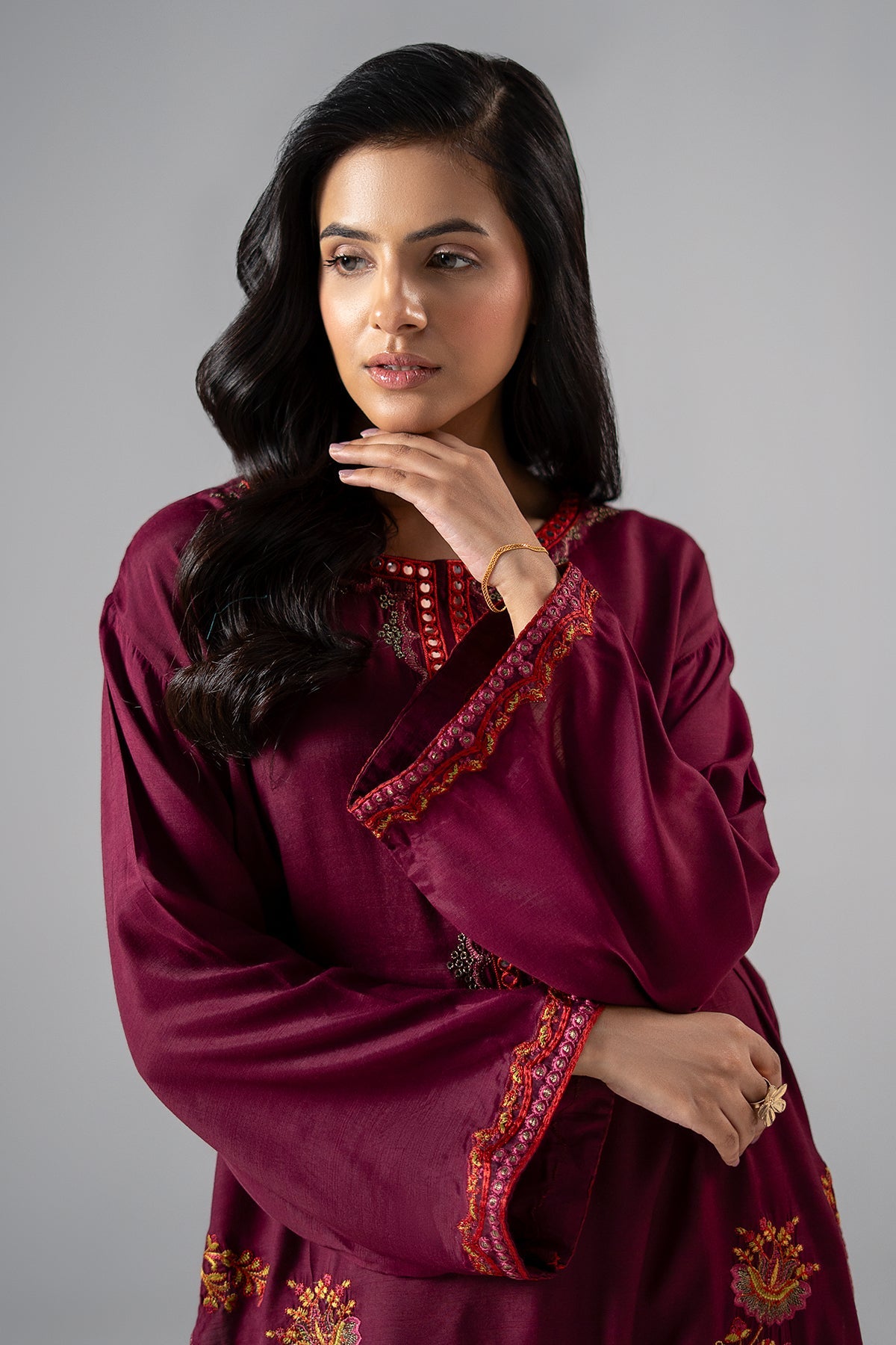 2-PC Embroidered Raw-Silk CMA-6-402