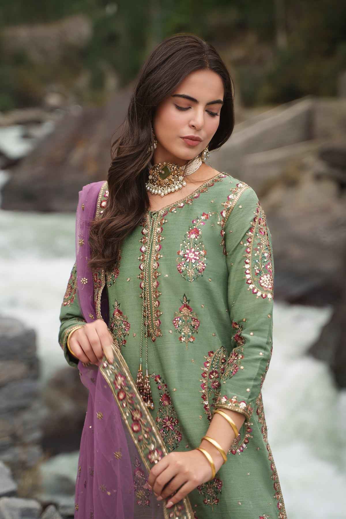Embroidered Raw Silk CMA-6-446