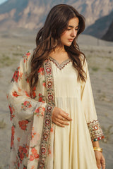 3 Pcs Stitched Raw Silk Pishwas CMA-6-430-OFF WHITE