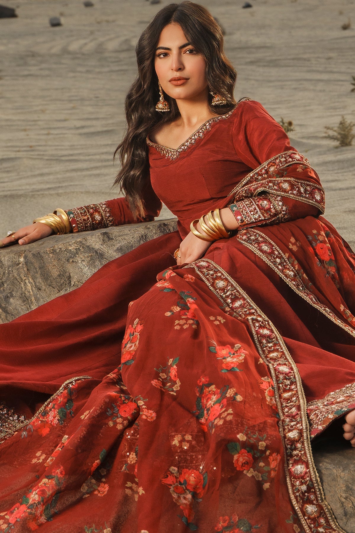 3 Pcs Stitched Raw Silk Pishwas CMA-6-430-Mehroon