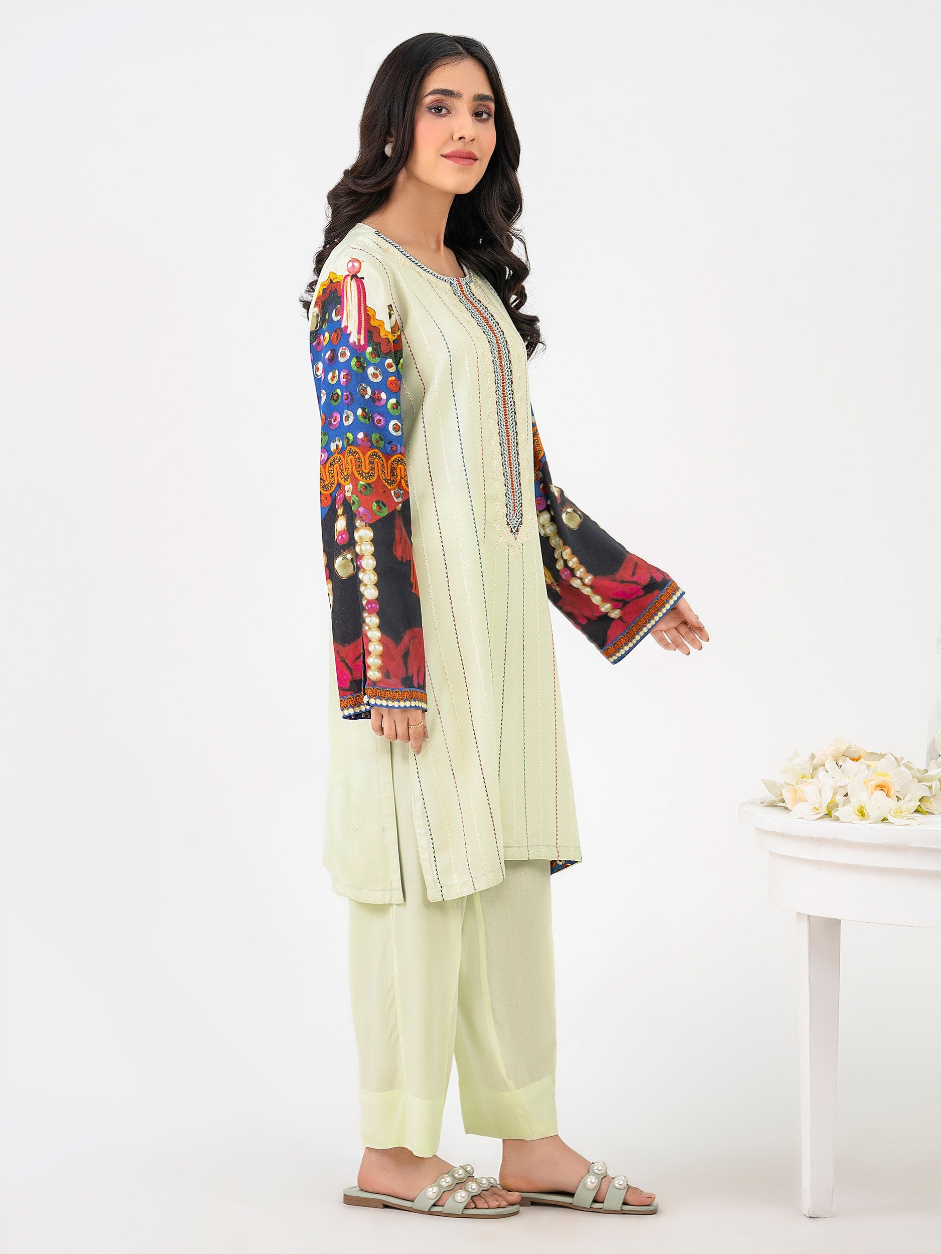 Linen Suit-Embroidered(Pret)