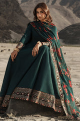 3 Pcs Stitched Raw Silk Pishwas CMA-6-430-T-Green