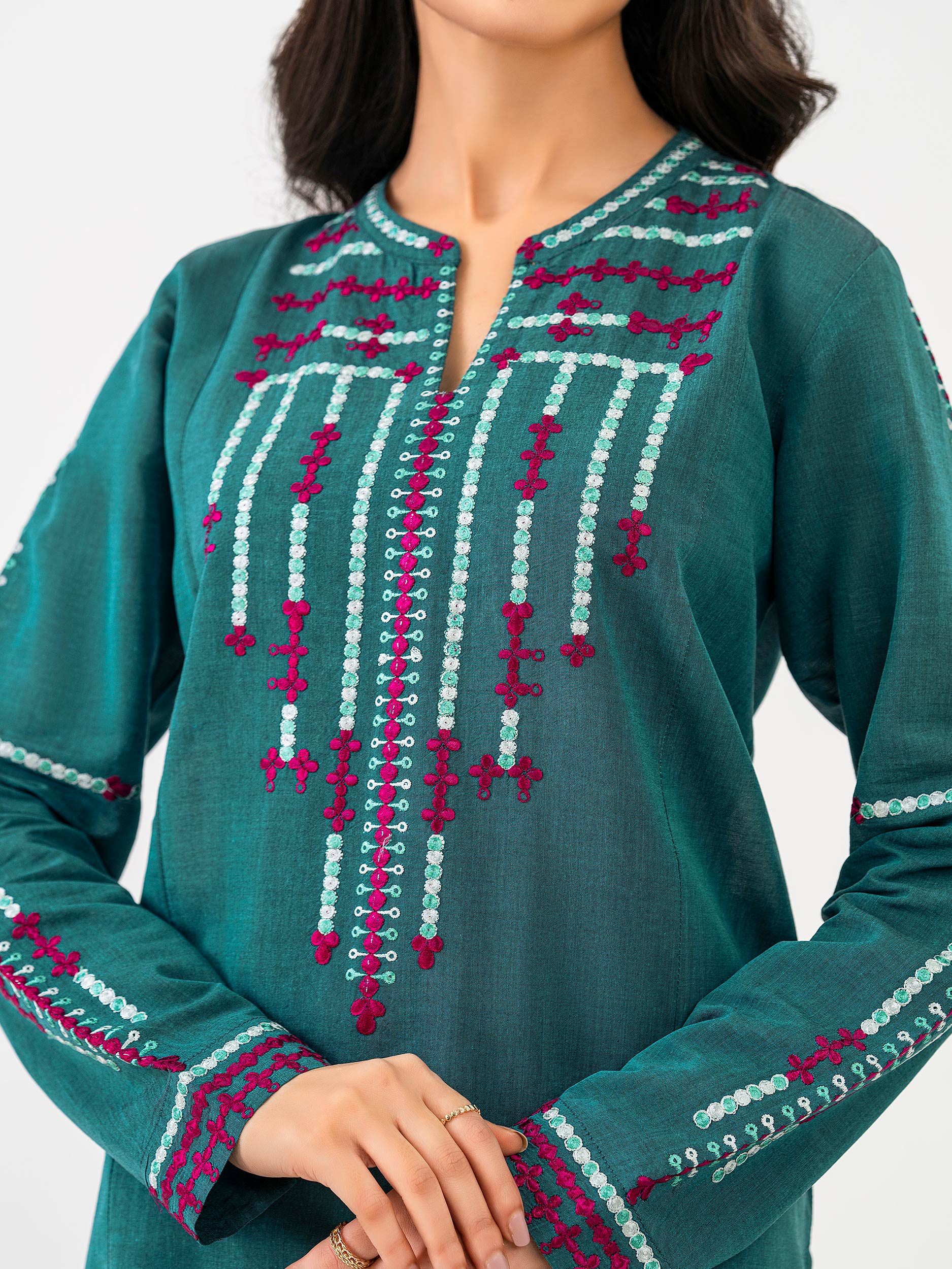 2 Piece Yarn Dyed Suit-Embroidered (Pret)