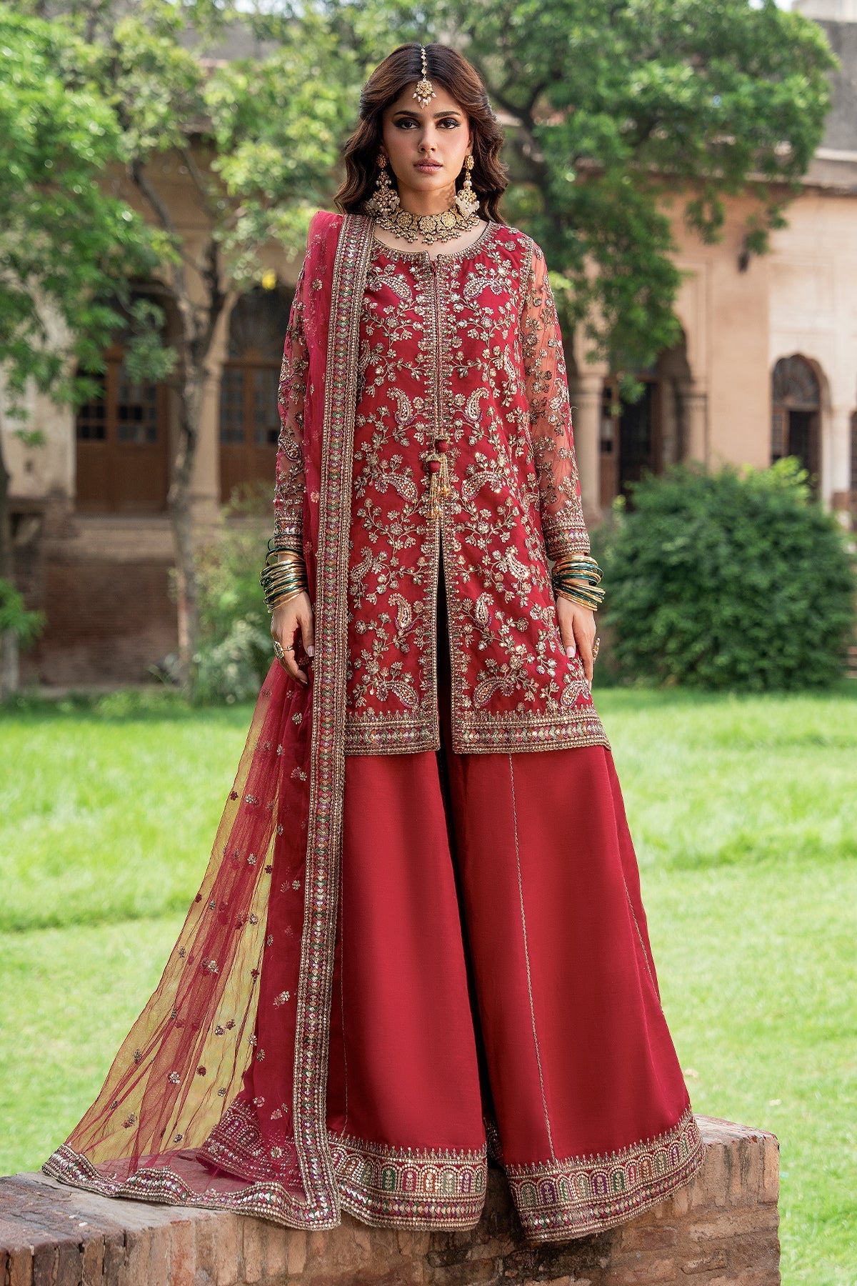 3-PC Embroidered  Raw Silk CMA-6-438