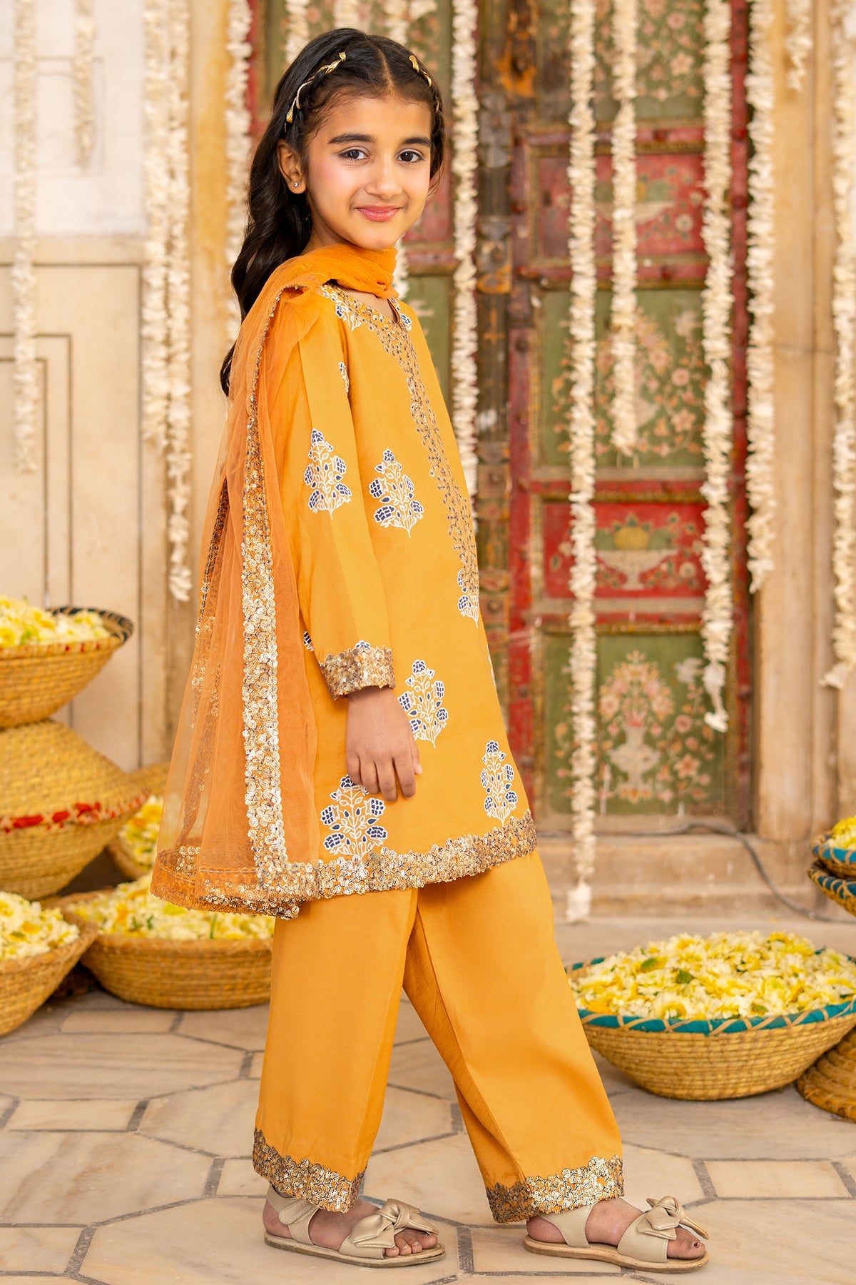 3-PC Embroidered Raw-Silk Suit  CKP-6-375