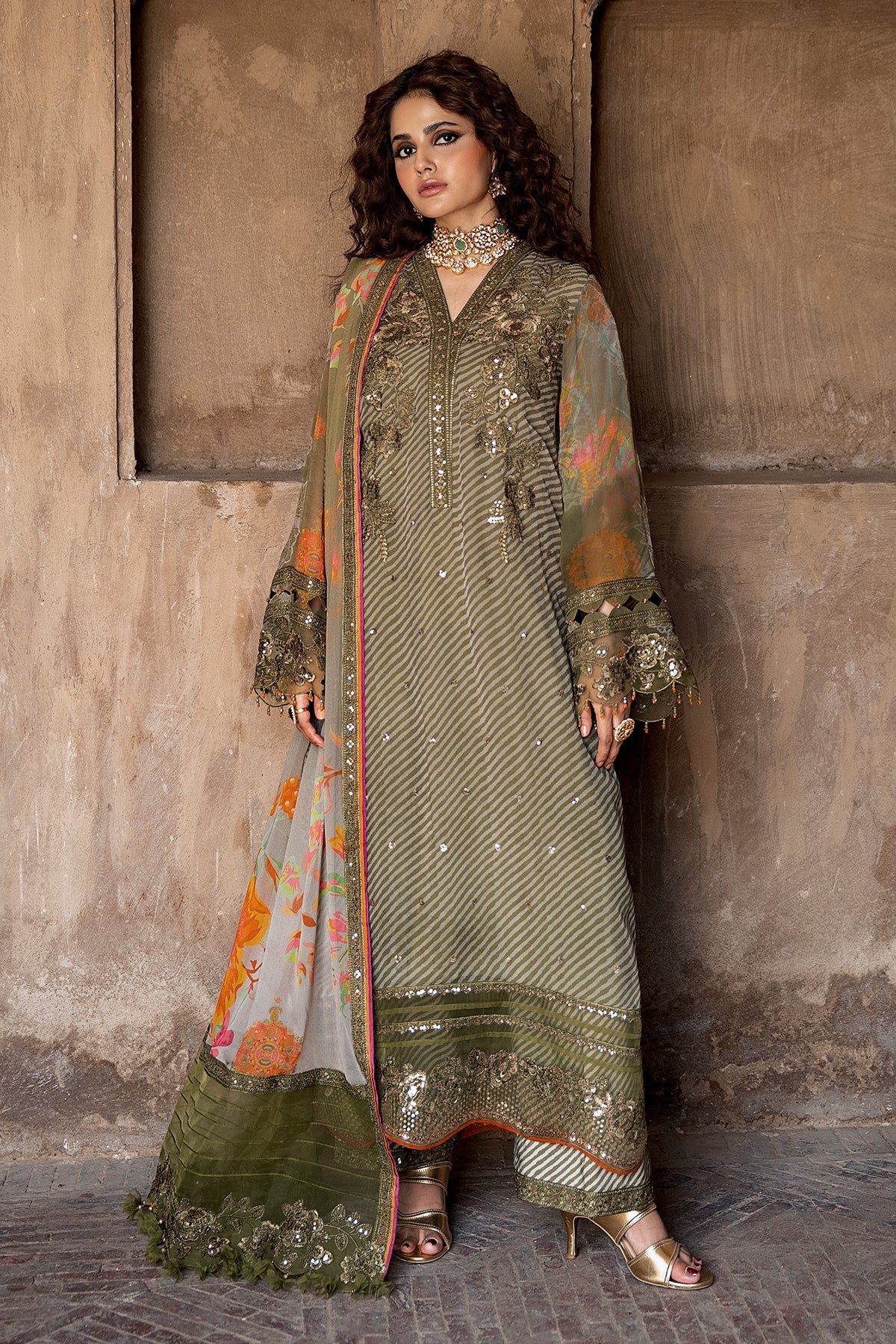3-PC Stitched Embroidered Chiffon Collection VSLW6-05P