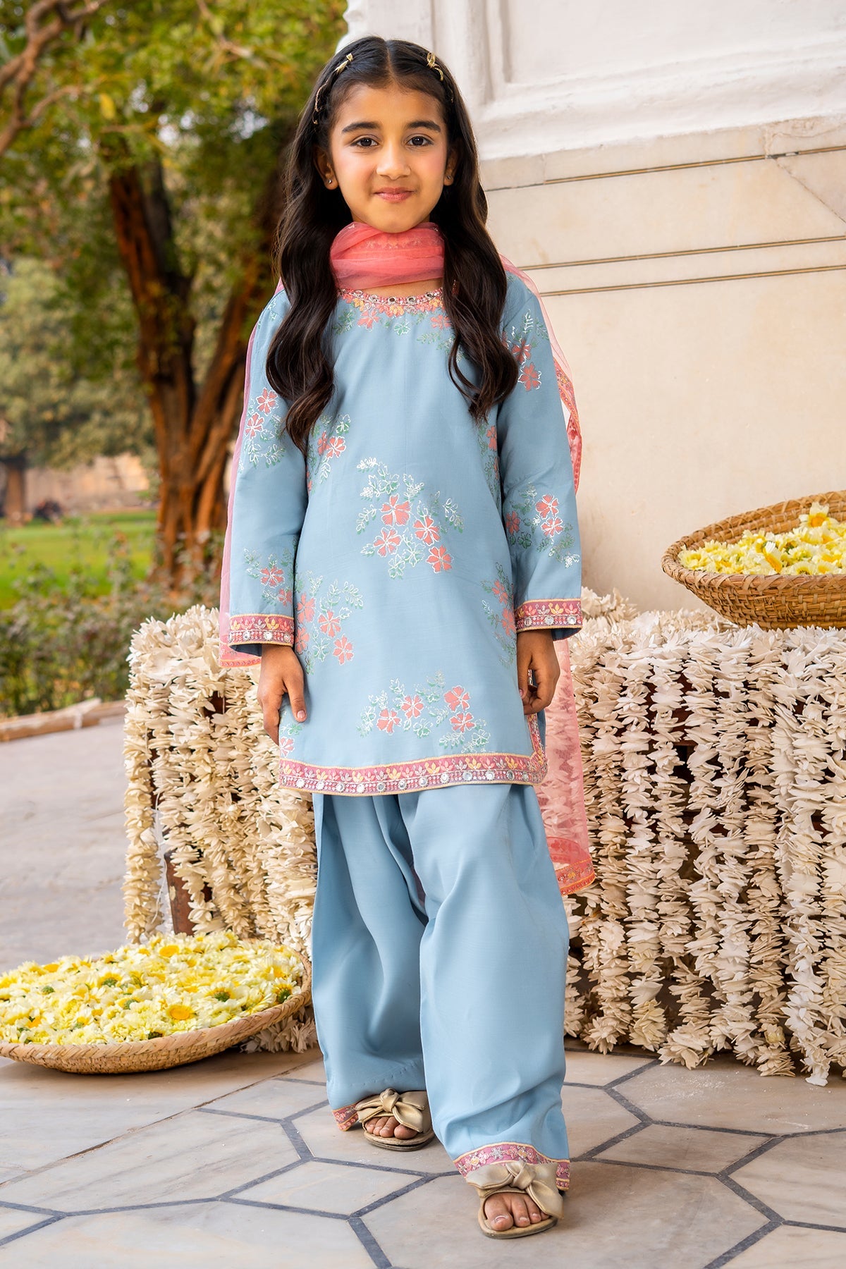 3-PC Embroidered Raw-Silk Suit  CKP-6-378