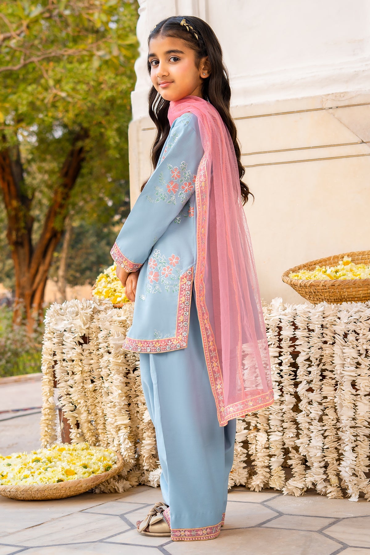 3-PC Embroidered Raw-Silk Suit  CKP-6-378