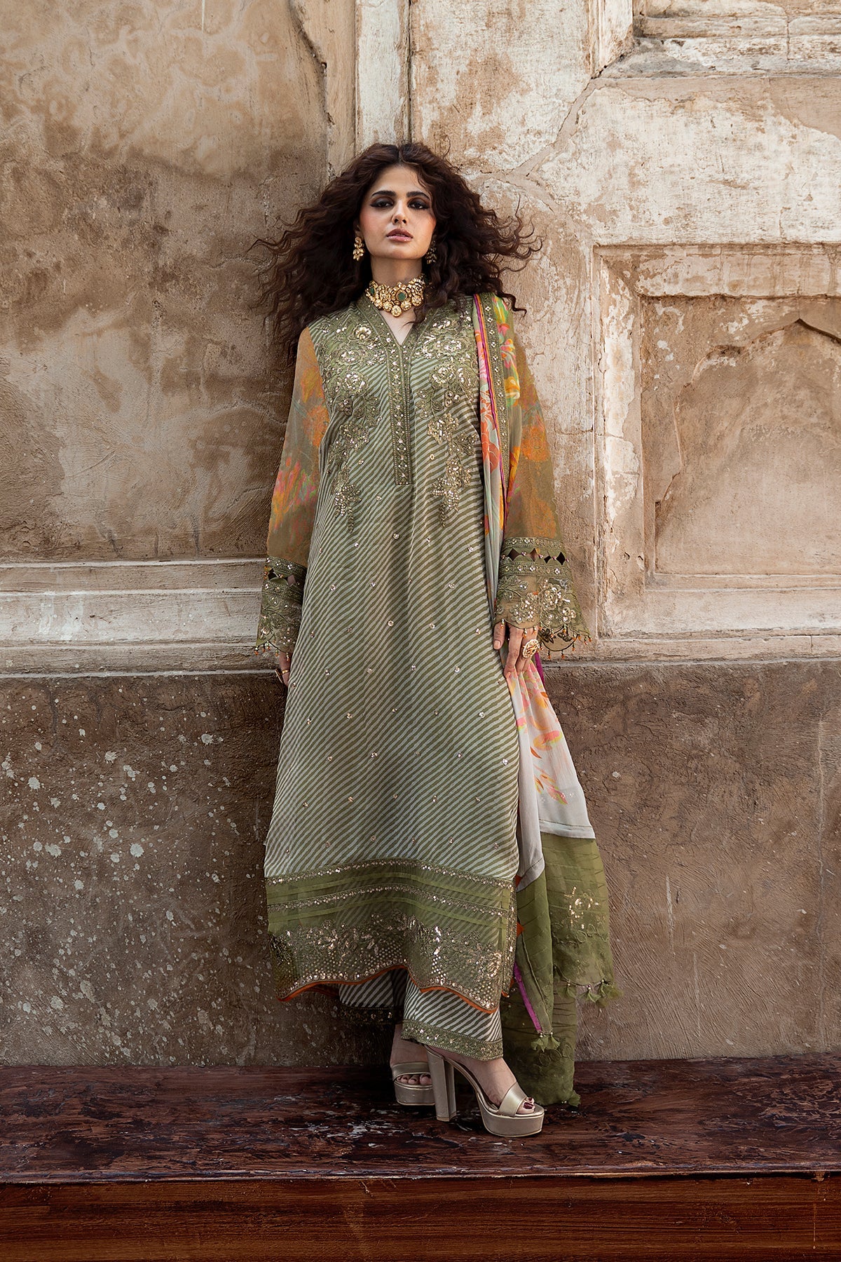 3-PC Stitched Embroidered Chiffon Collection VSLW6-05P