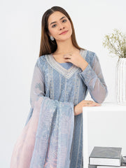 3 Piece Chiffon Suit-Embroidered (Pret)