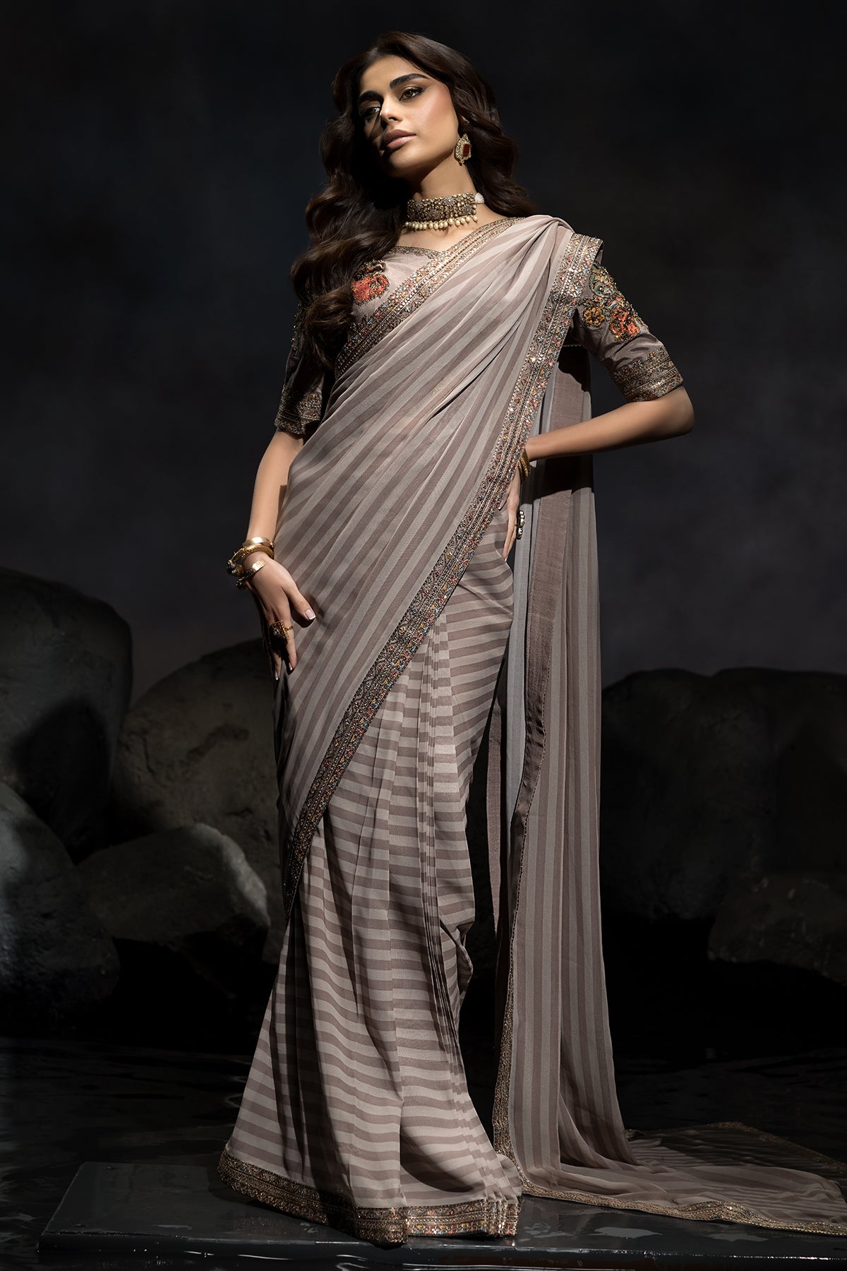 3-PC Stitched Premium Saree Collection  CSS6-06P