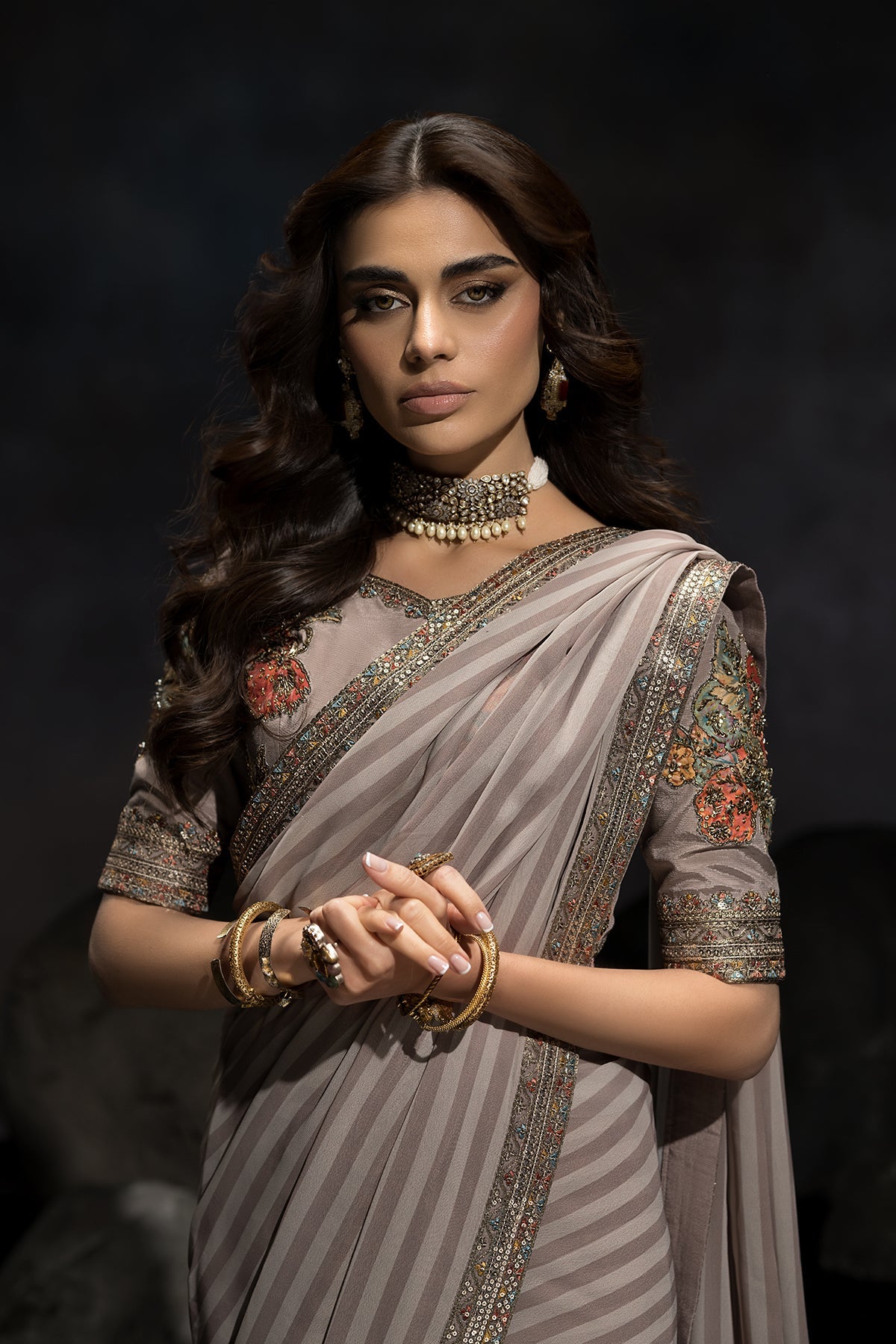 3-PC Stitched Premium Saree Collection  CSS6-06P