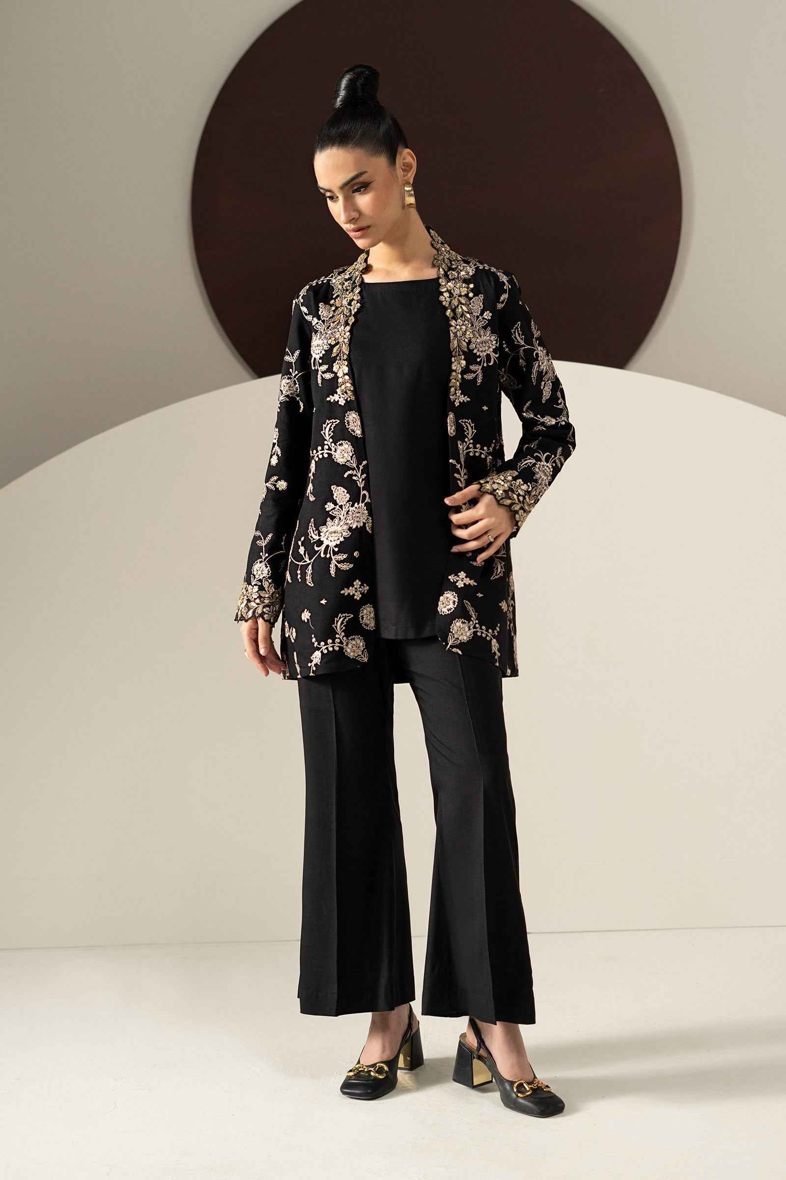 2 Piece Embroidered Linen Suit