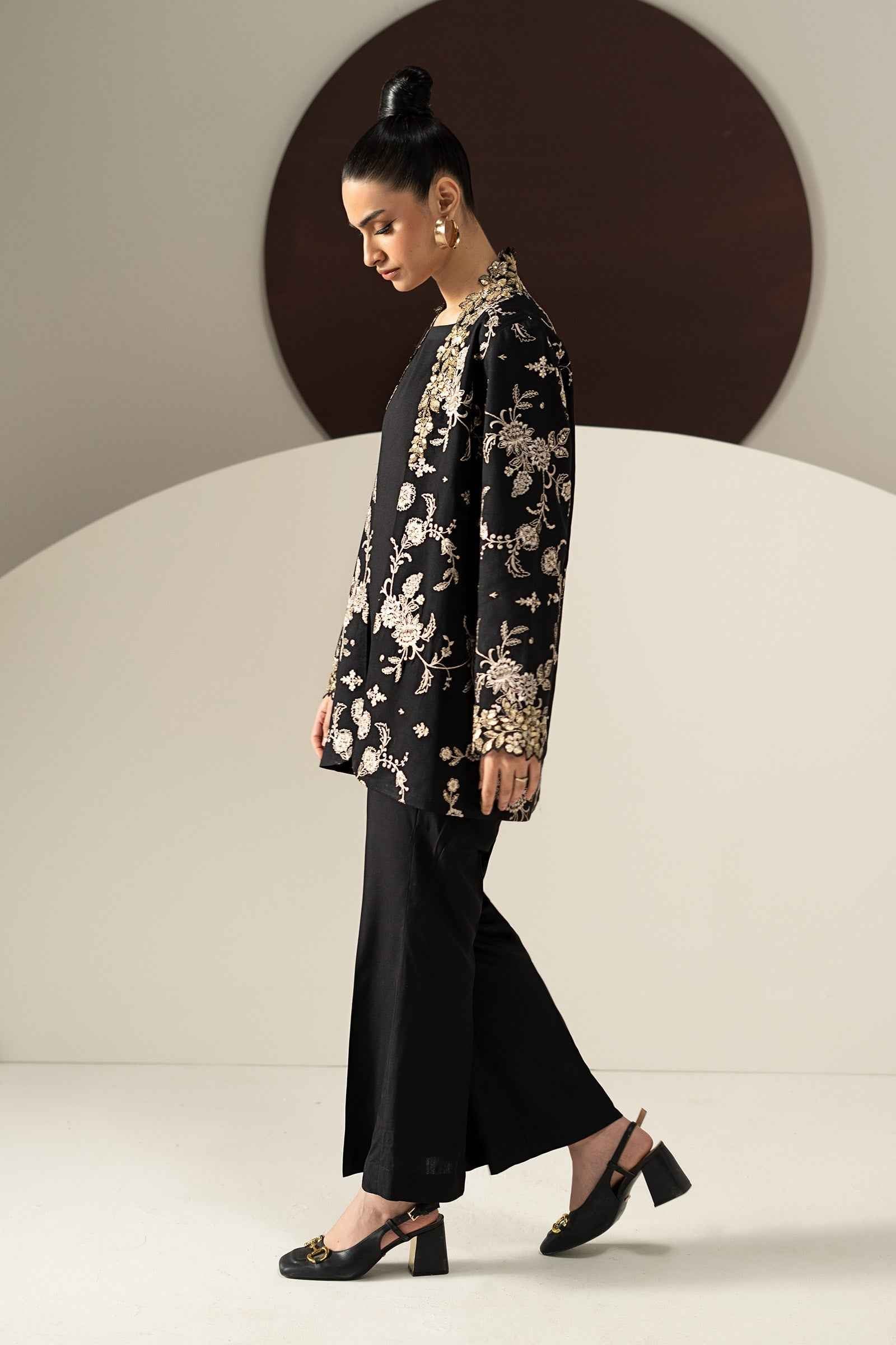 2 Piece Embroidered Linen Suit