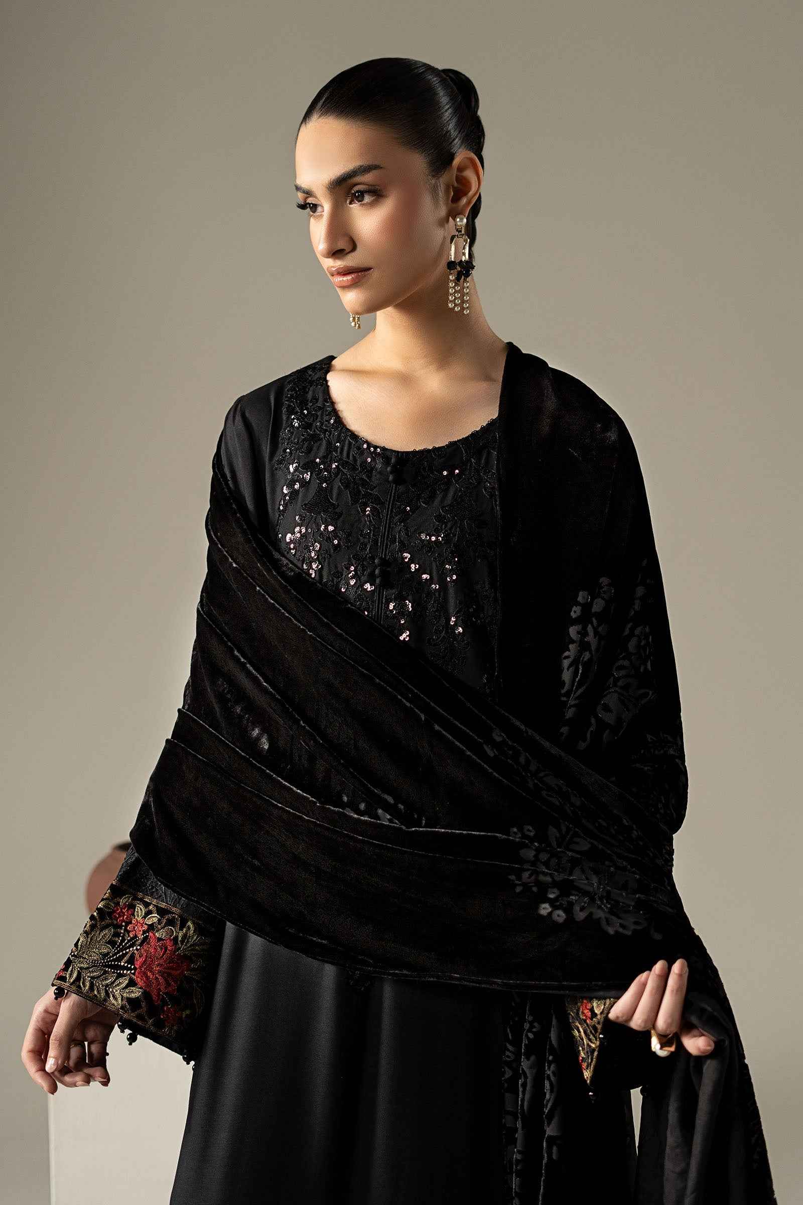 3 Piece Embroidered Linen Suit