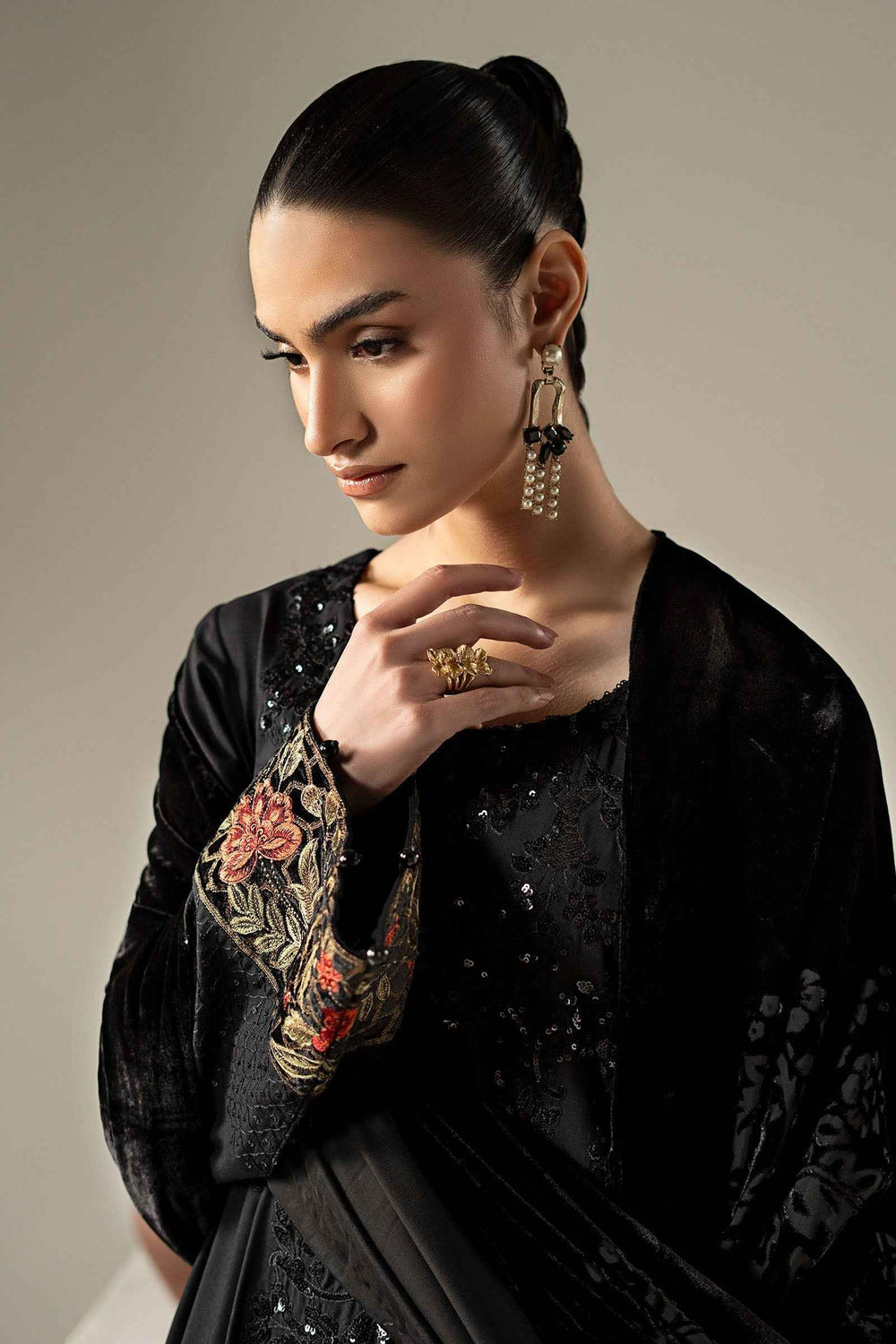 3 Piece Embroidered Linen Suit