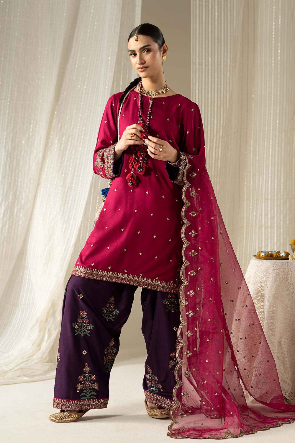 3 Piece Embroidered Linen Suit