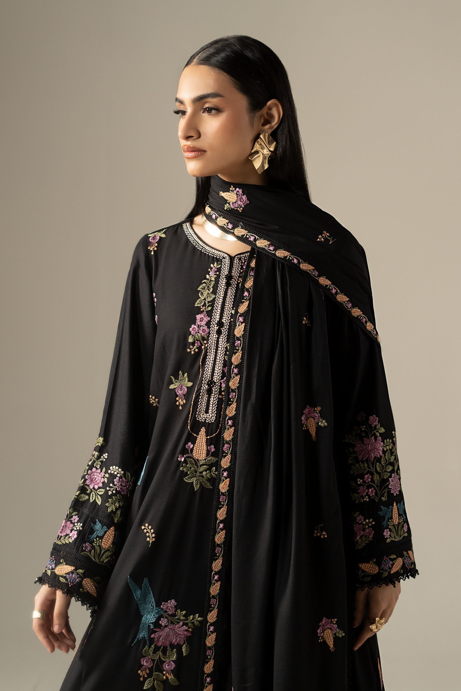 3 Piece Embroidered Linen Suit