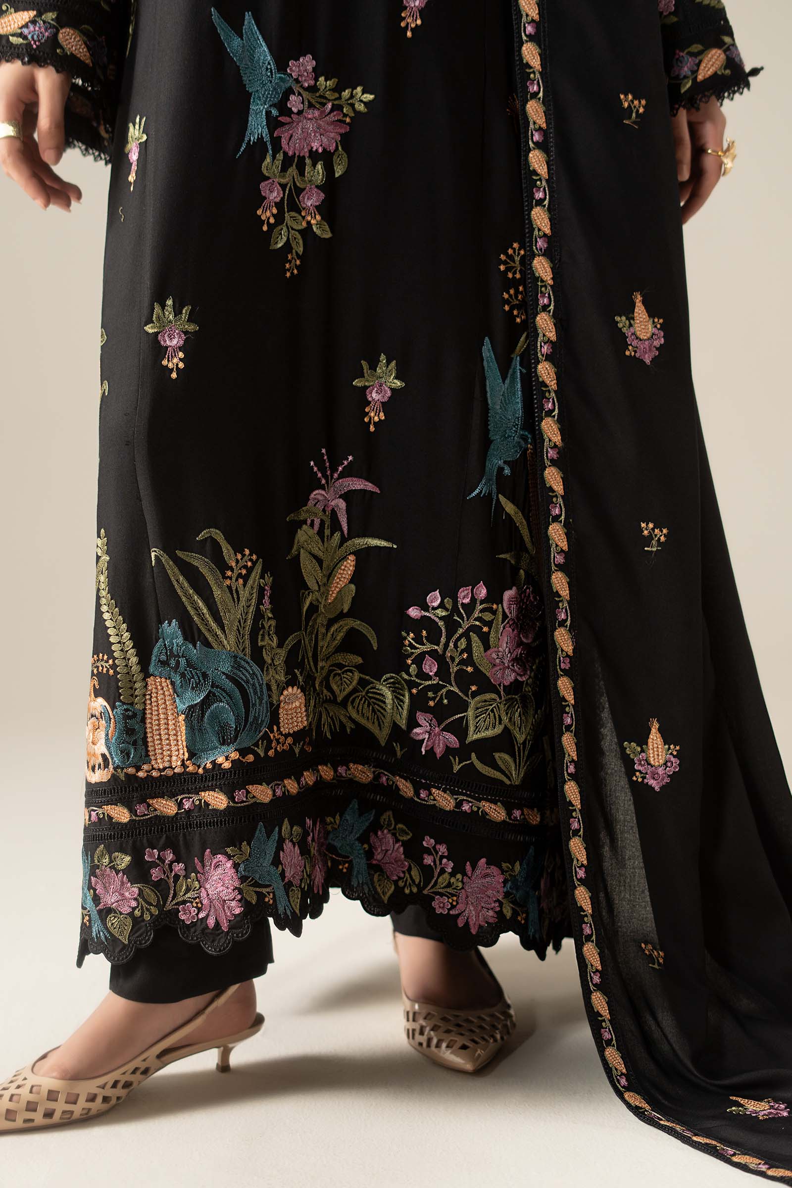 3 Piece Embroidered Linen Suit