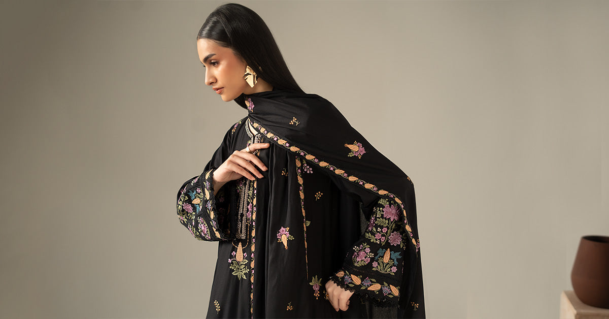 3 Piece Embroidered Linen Suit
