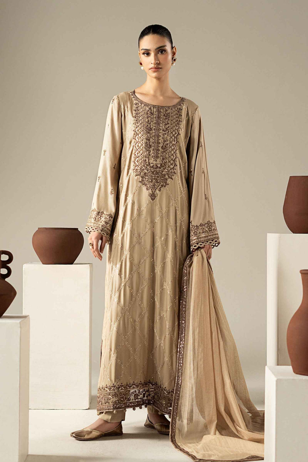 3 Piece Embroidered Marina Twill Suit