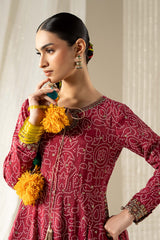 3 Piece Embroidered Raw Silk Suit