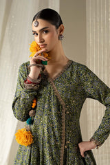 3 Piece Embroidered Raw Silk Suit
