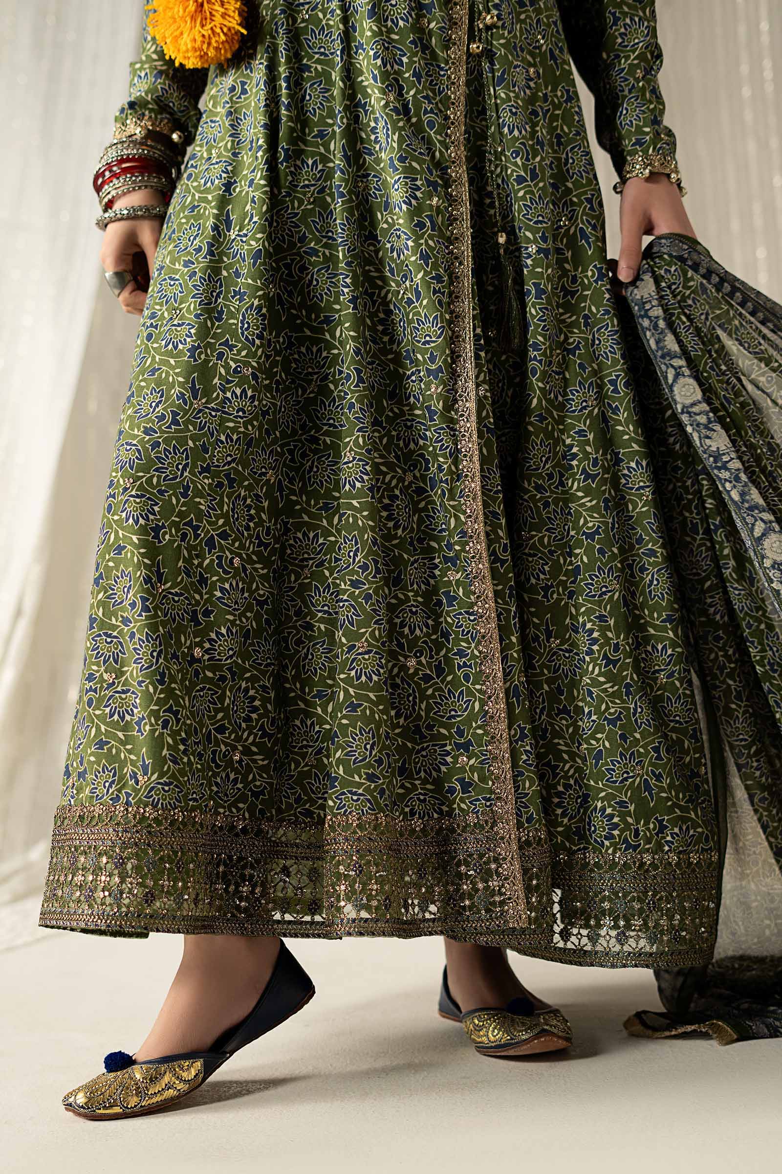 3 Piece Embroidered Raw Silk Suit