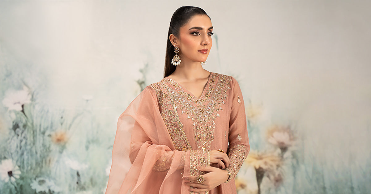 3 Piece Embroidered Cotton Net Suit