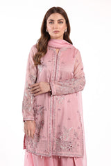 3 Piece Embroidered Cotton Net Suit