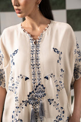 2 Piece Embroidered Raw Silk Suit