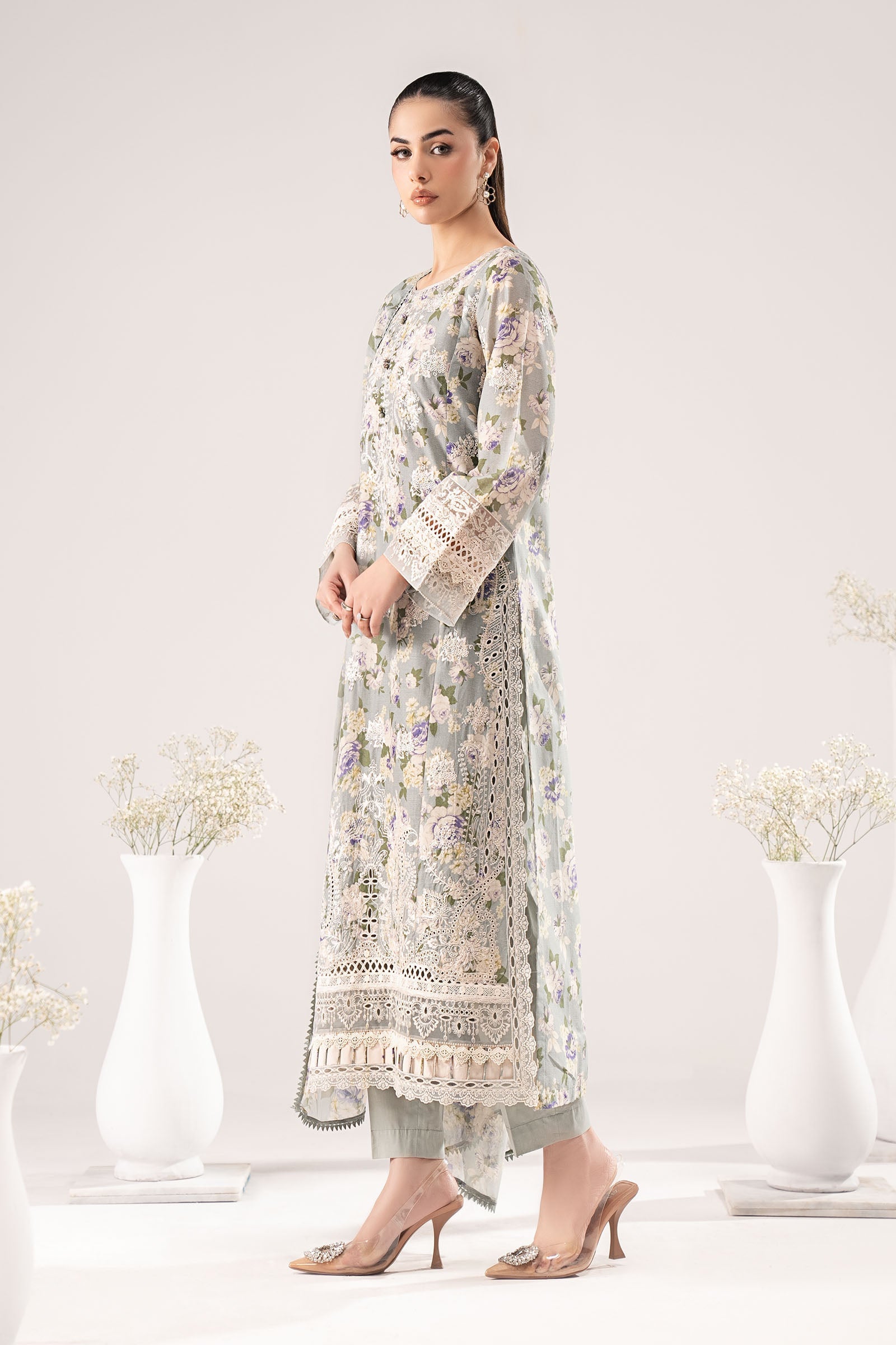 3 Piece Embroidered Dobby Lawn Suit