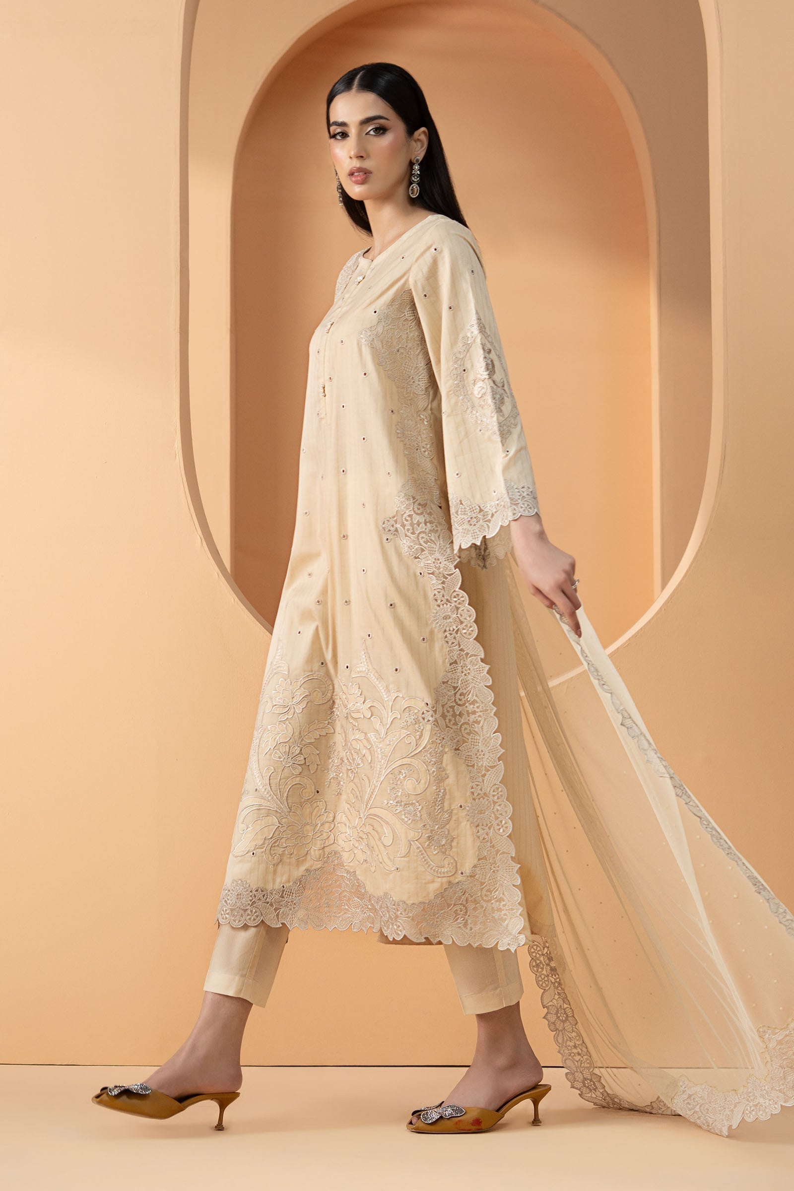 3 Piece Embroidered Dobby Lawn Suit