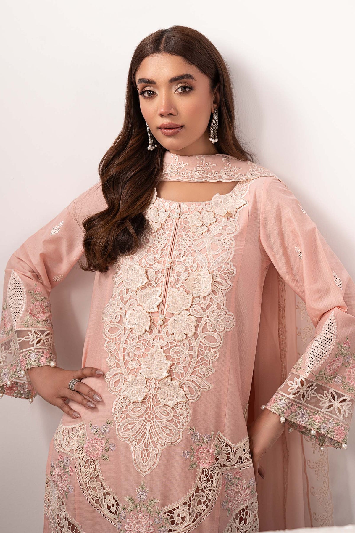 3 Piece Embroidered Dobby Lawn Suit