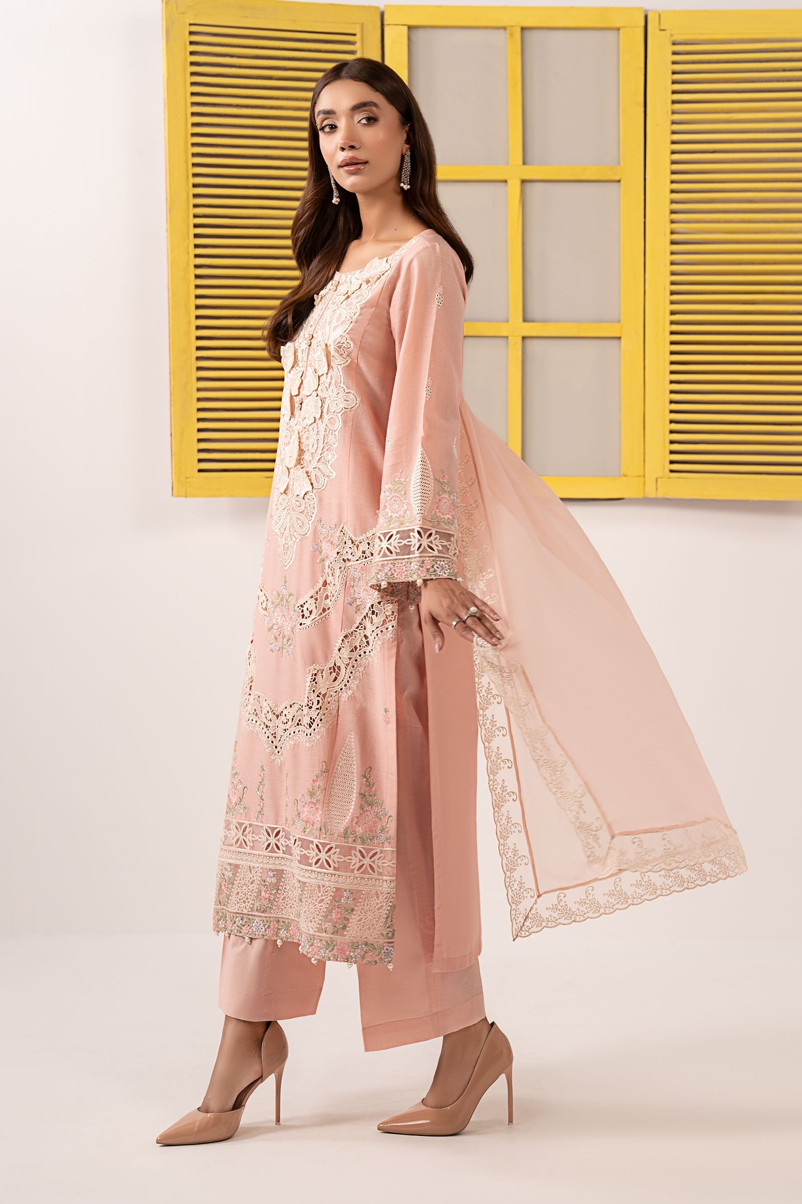 3 Piece Embroidered Dobby Lawn Suit