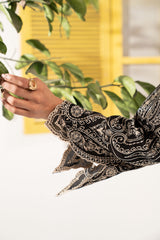 3 Piece Embroidered Raw Silk Suit