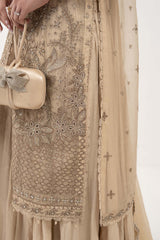 3 Piece Embroidered Organza Suit