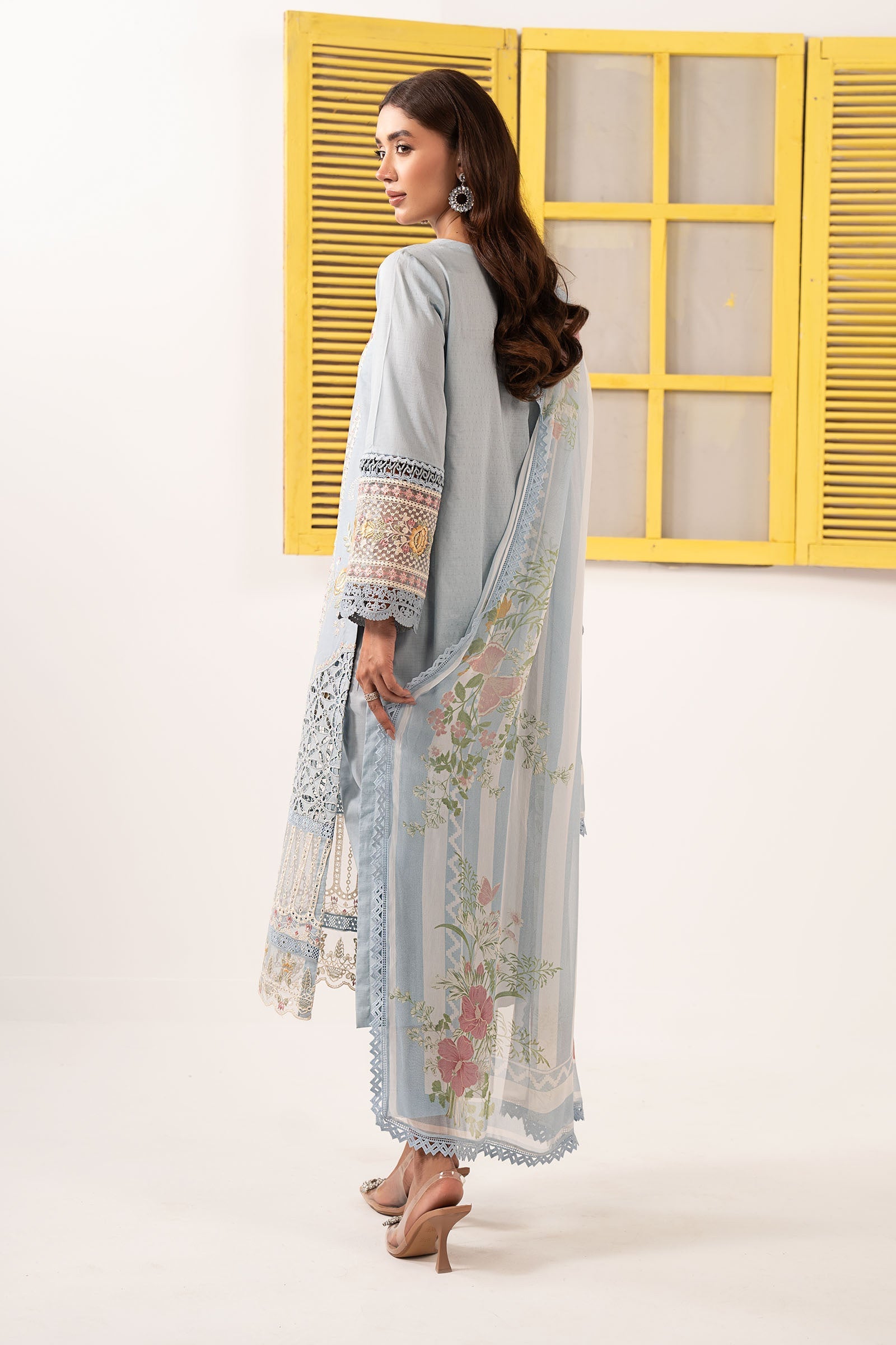 3 Piece Embroidered Dobby Lawn Suit
