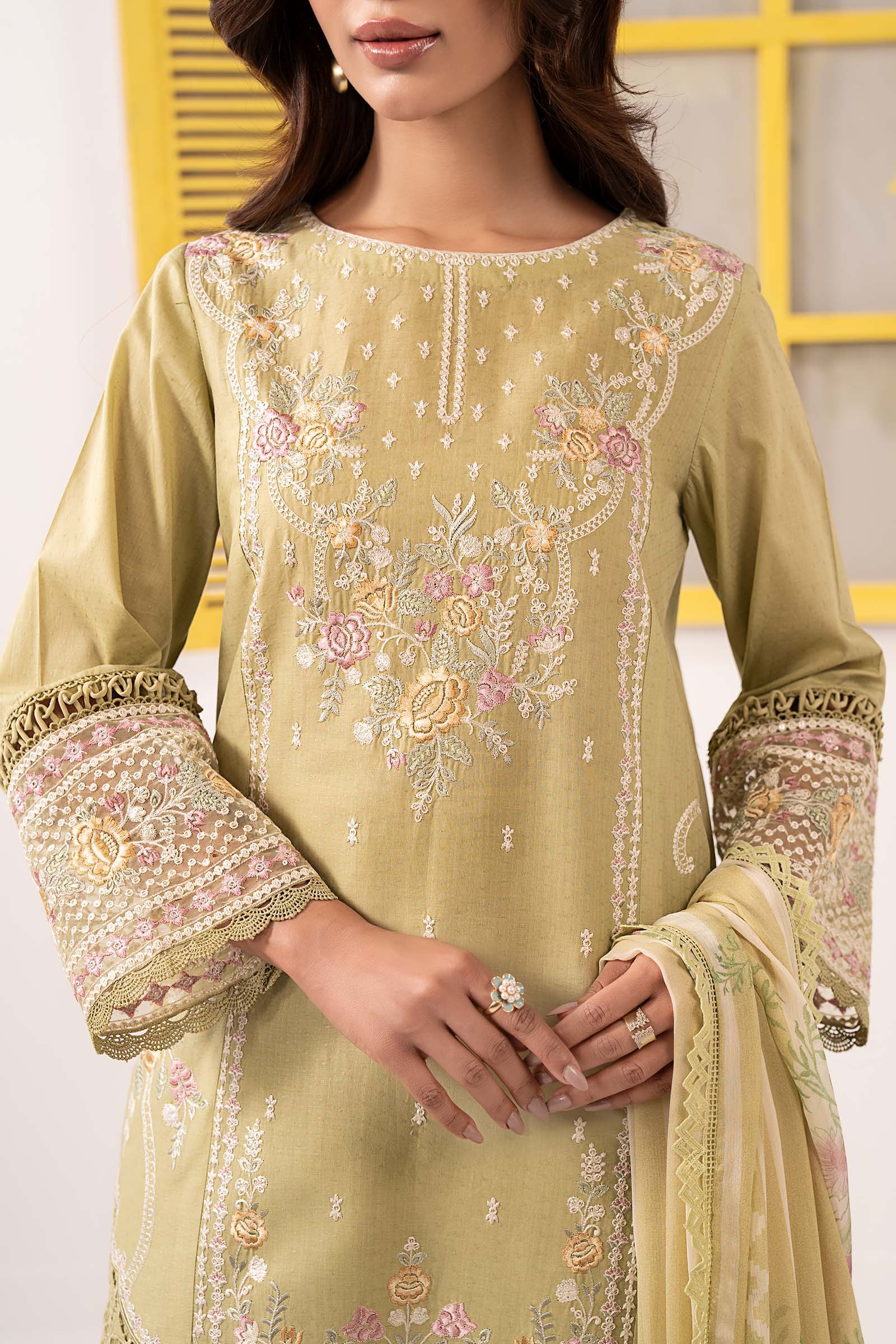 3 Piece Embroidered Dobby Lawn Suit