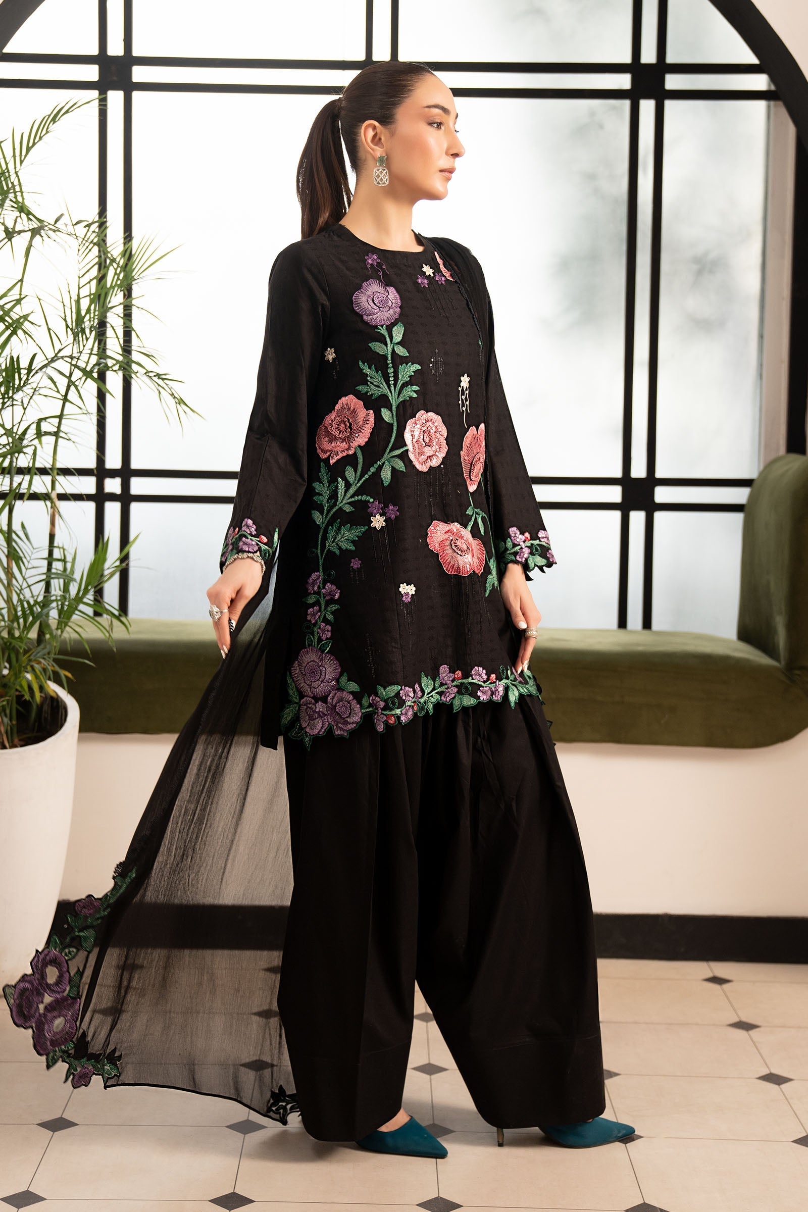 3 Piece Embroidered Dobby Lawn Suit