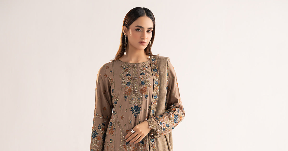 3 Piece Embroidered Linen Suit