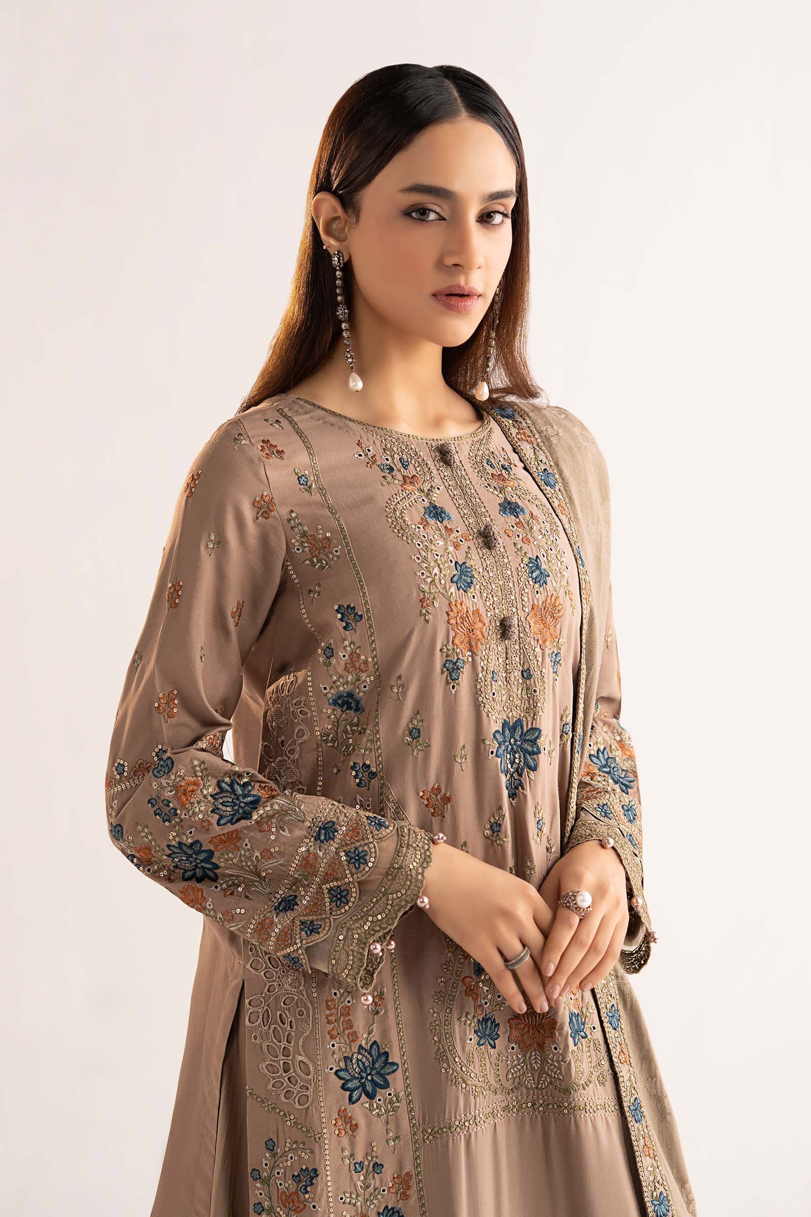 3 Piece Embroidered Linen Suit