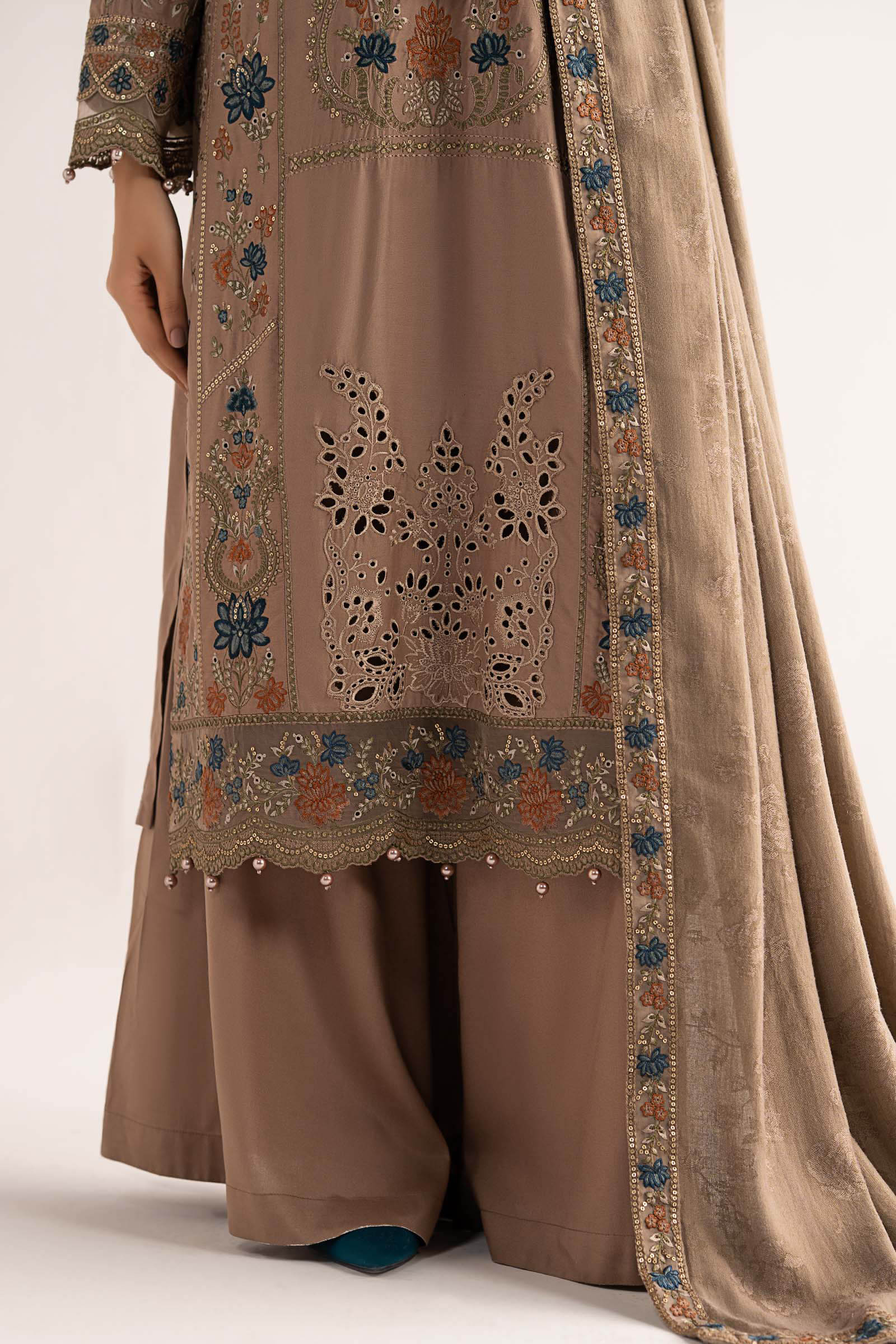 3 Piece Embroidered Linen Suit
