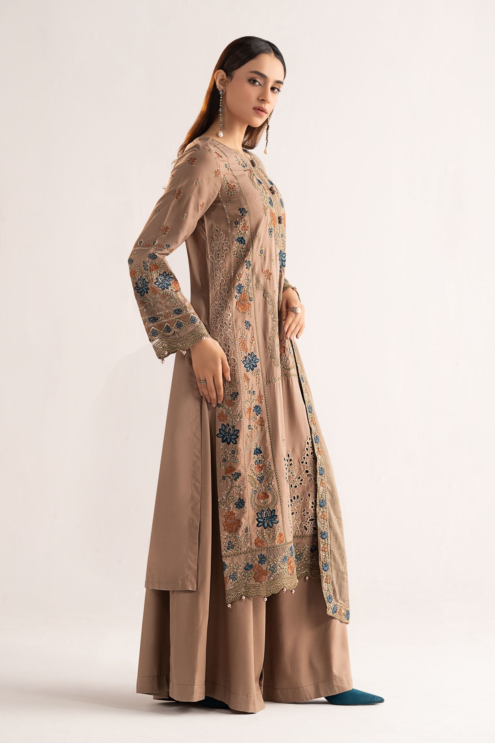 3 Piece Embroidered Linen Suit